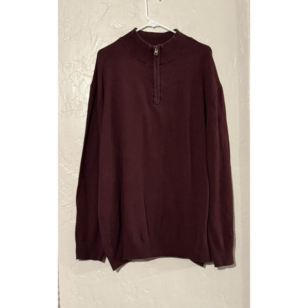Hawker Rye Cotton Cashmere Sweater Mens Size XXL 1/4 Zip Long Sleeve Red Casual